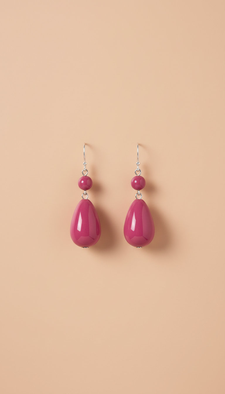 Berry pink resin drop earrings