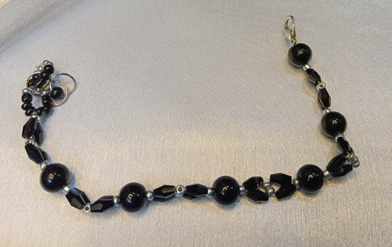 Handcrafted Navy Blue Faceted Bead Necklace