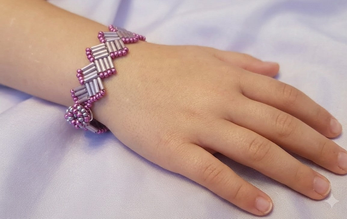 Handcrafted Mauve Pink Beaded Bracelet