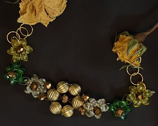 Handcrafted Gold & Green Crystal Charm Bracelet