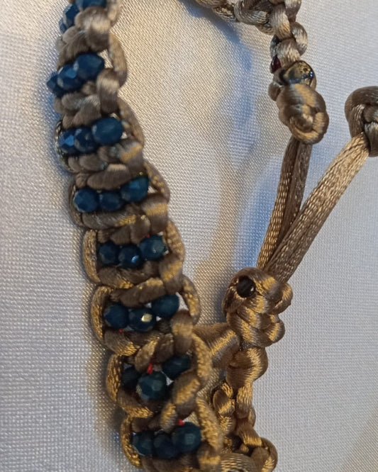 Handcrafted Macramé Teal Beaded Cord Bracelet – Adjustable Braided Boho Bracelet for Women