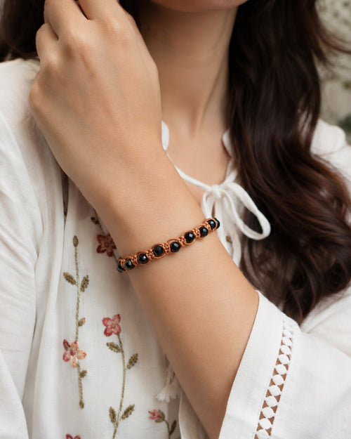 Black Crystal Macramé Bracelet
