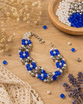 Blue, White & Silver Beaded Bracelet