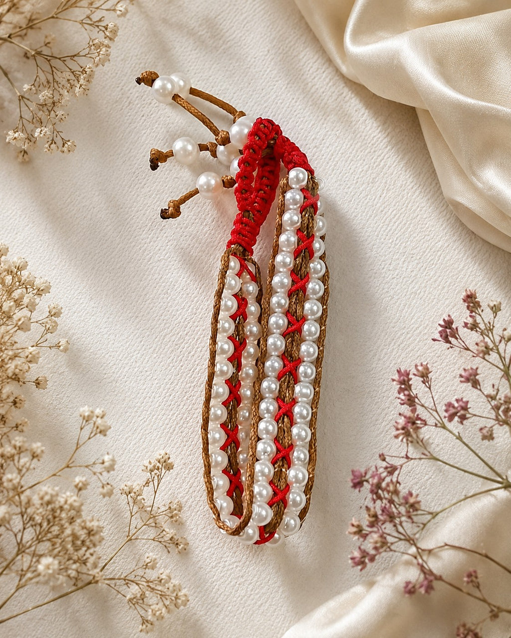 Macramé Pearl Bracelet – Delicate Handwoven Design