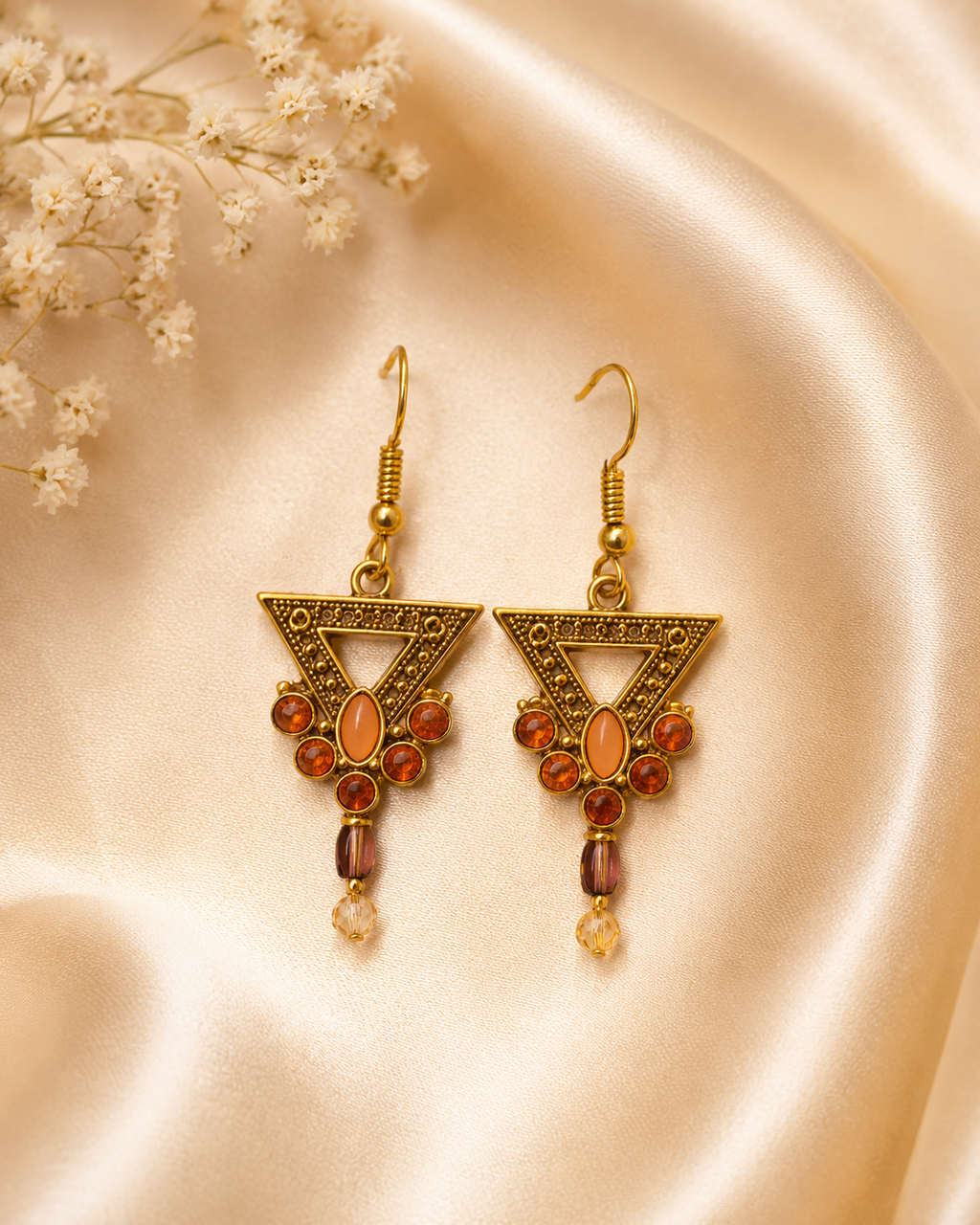 Golden Heritage Triangle Drop Earrings