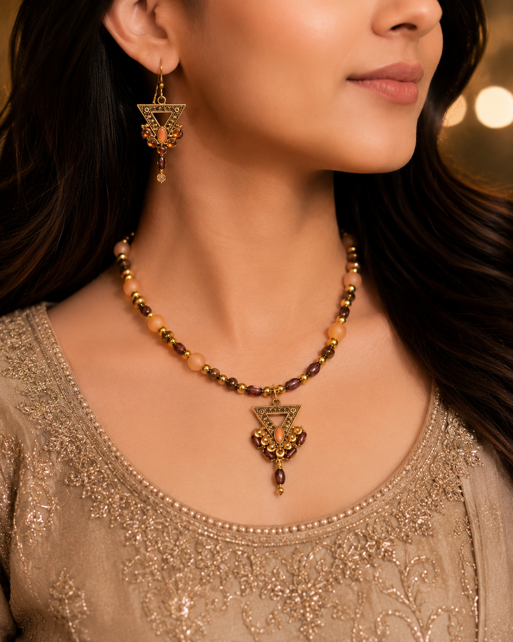 Golden Heritage Beaded Jewellery Set