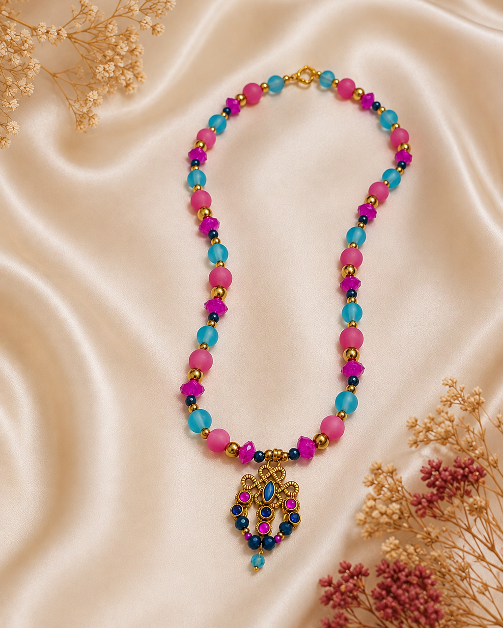 Vibrant Wirework Beaded Necklace