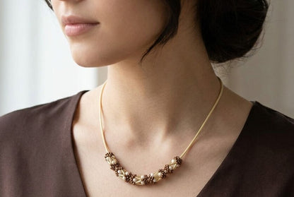 Handcrafted Bronze & Gold Beaded Necklace