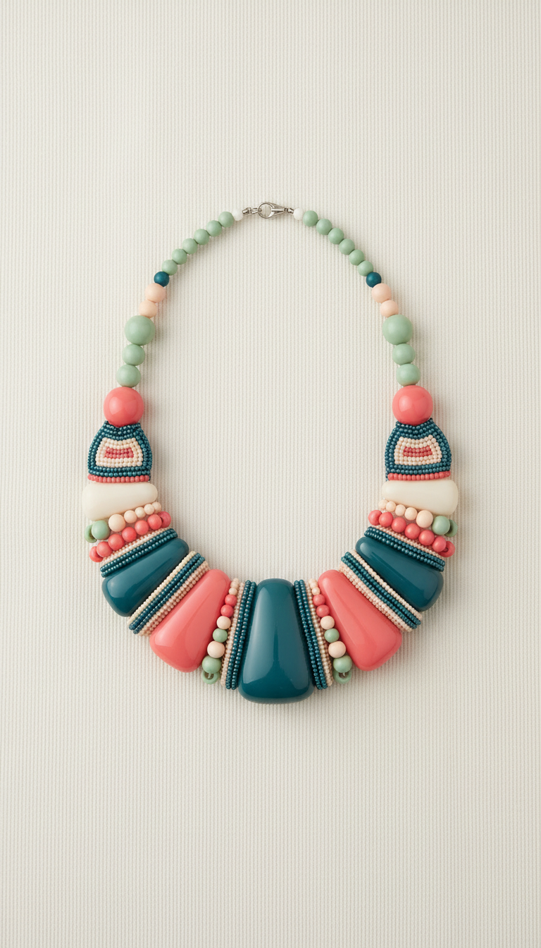 Resin beadwork statement necklace