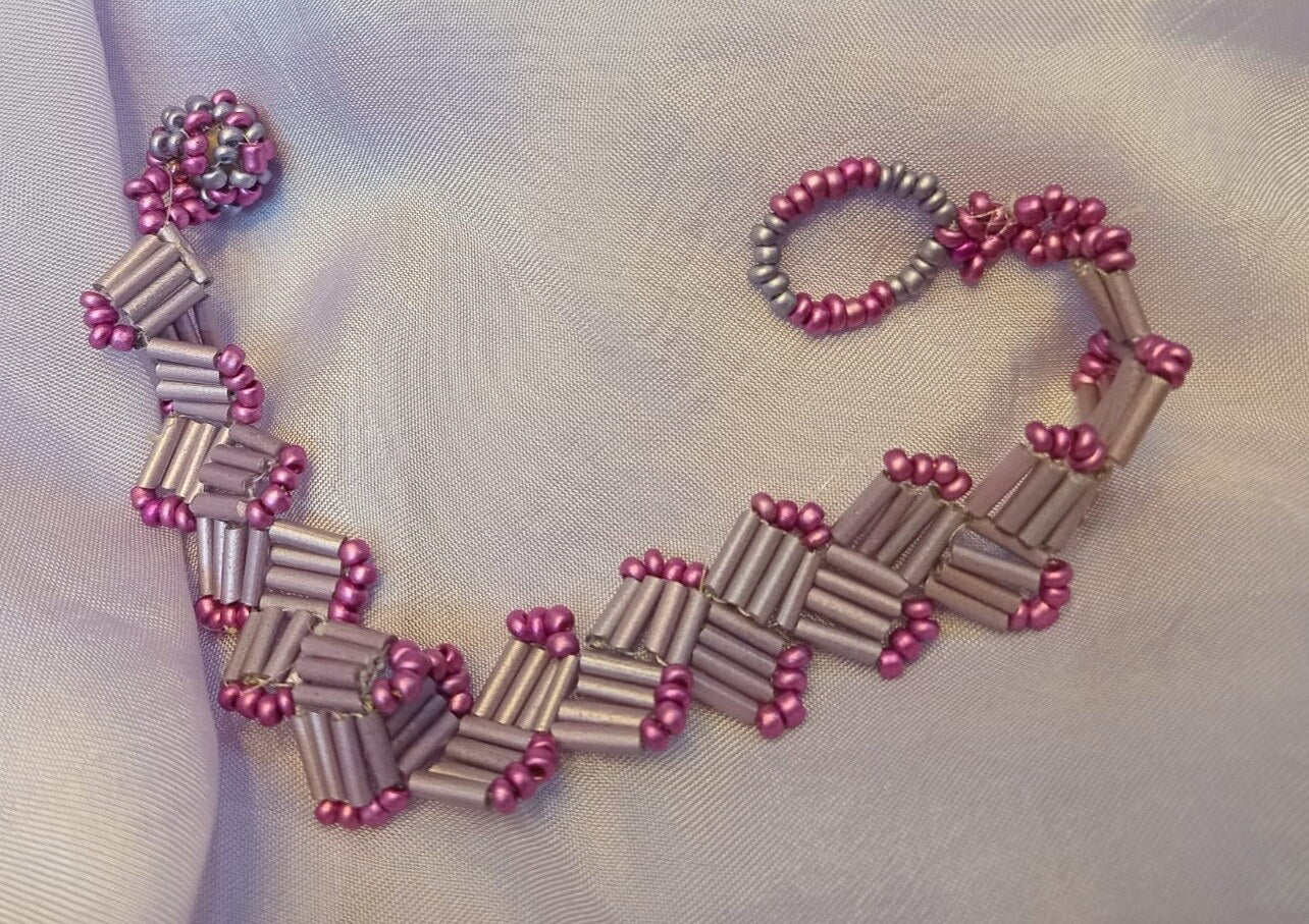 Handcrafted Mauve Pink Beaded Bracelet