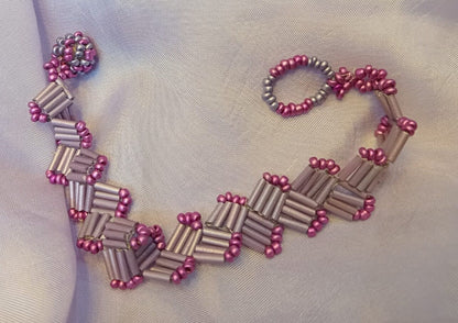 Handcrafted Mauve Pink Beaded Bracelet